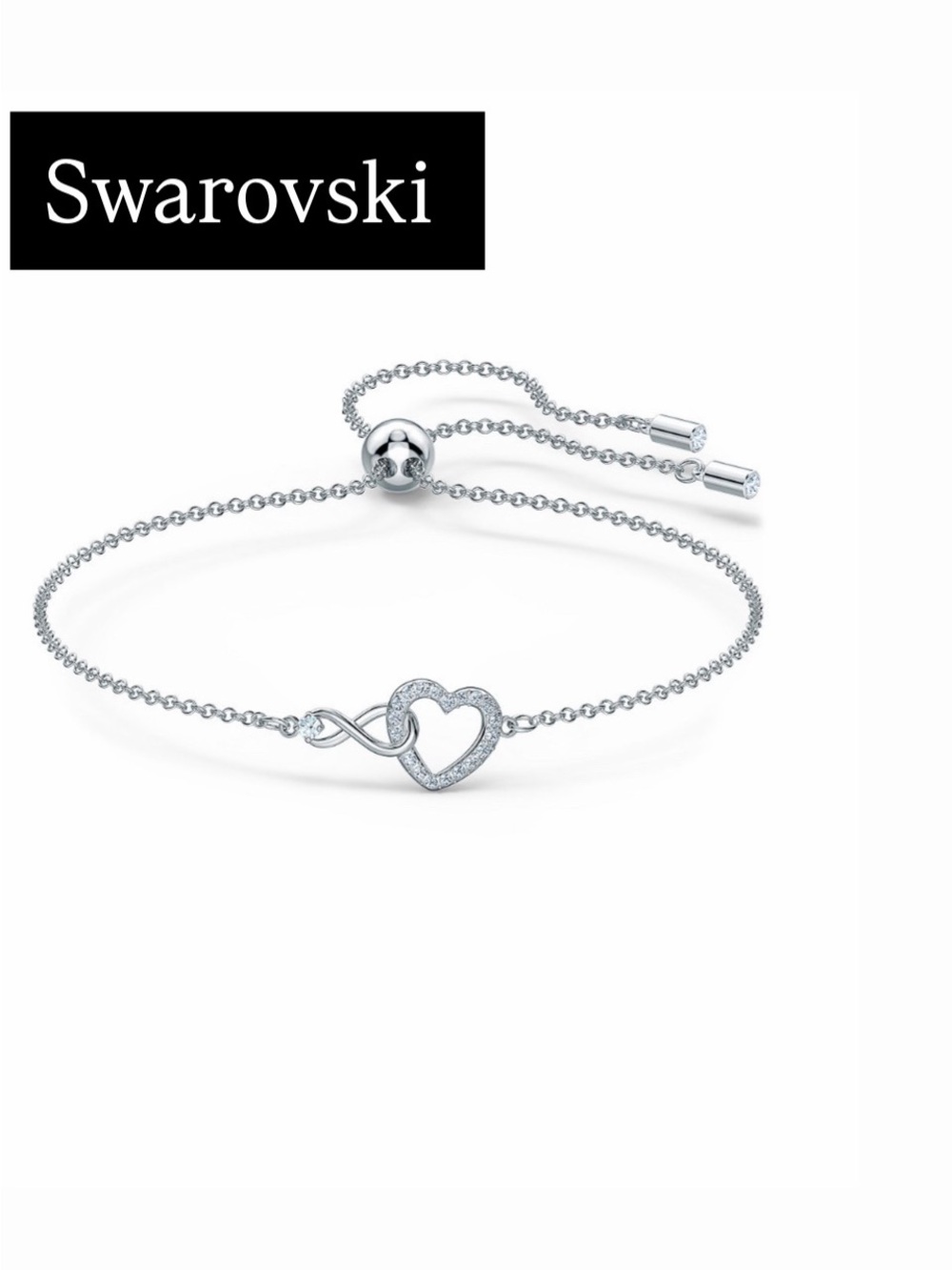 Swarovski Silver Heart & Infinity Adjustable Bracelet